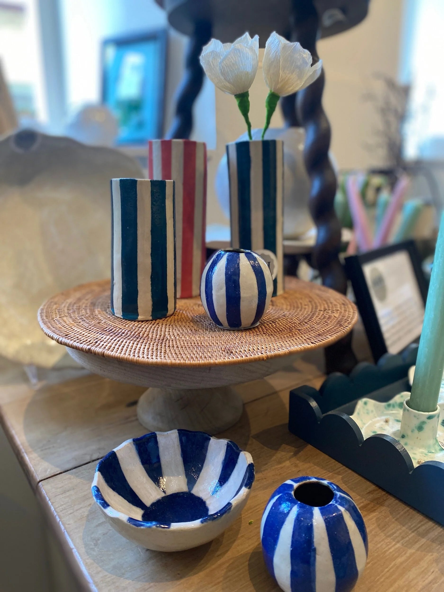 Blue Stripe Bud Vase