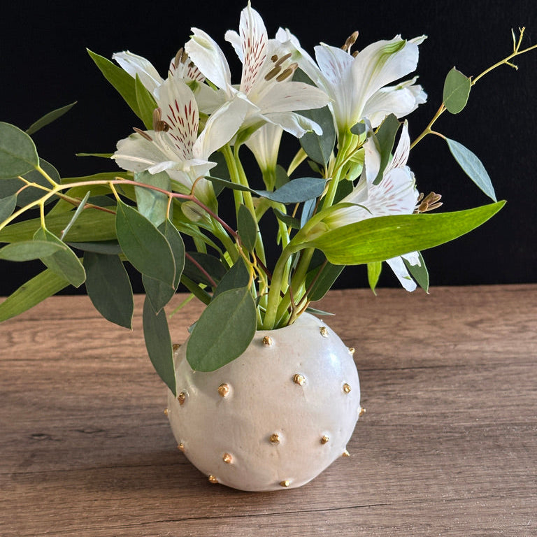 Hobnail Vase with Gold