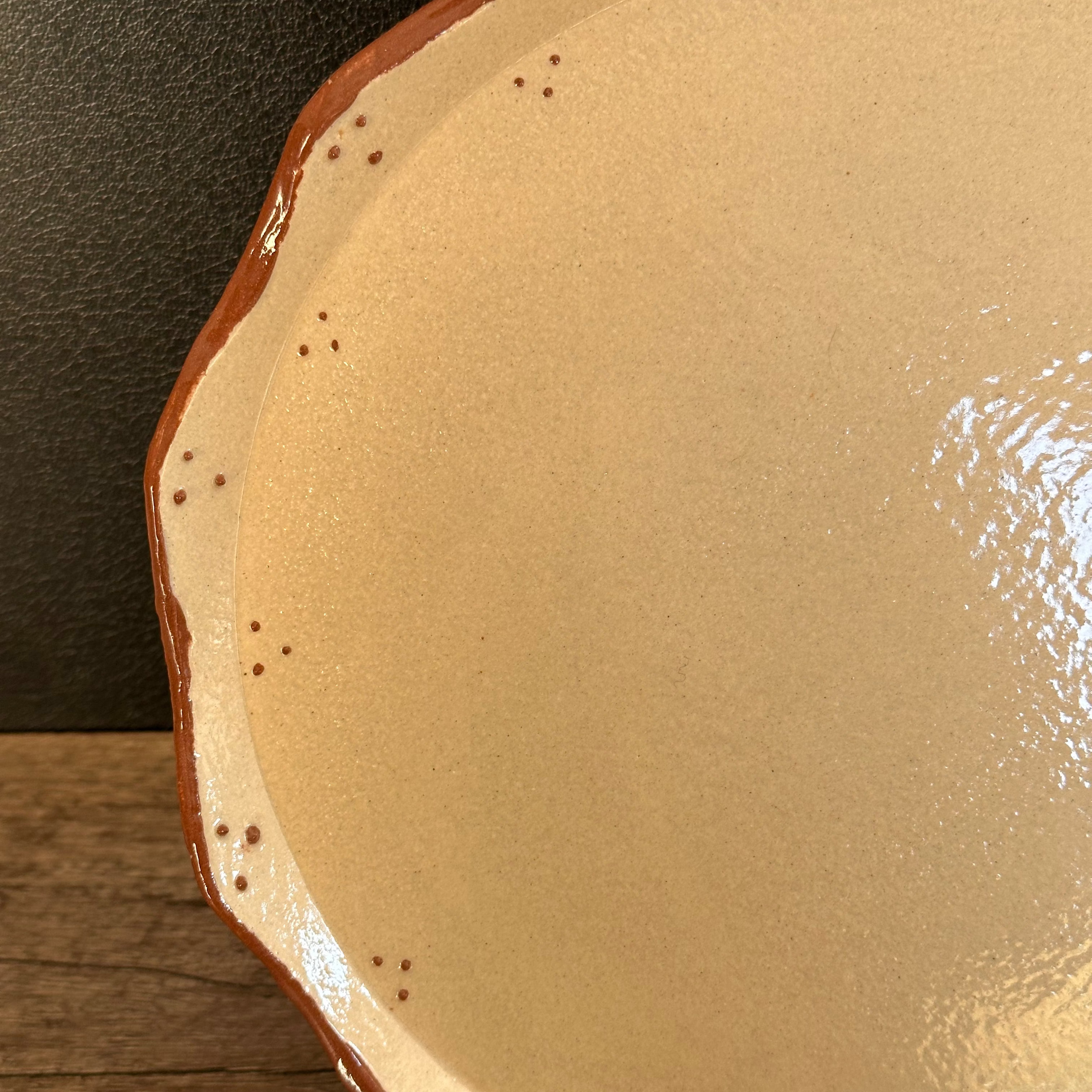 Terracotta Dots Scalloped Plate