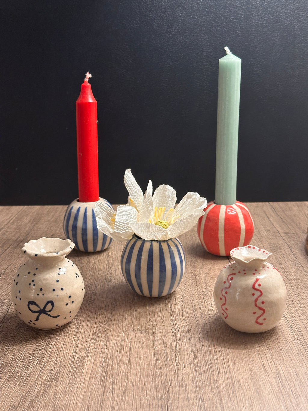 Blue Stripe Bud Vase