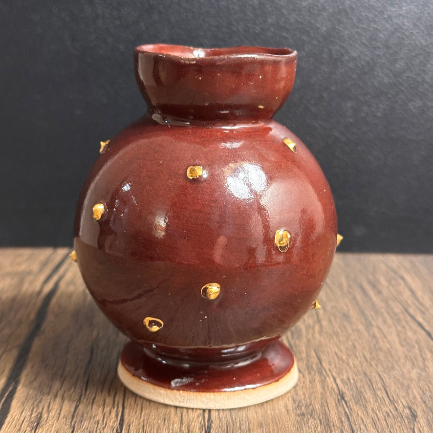 Hobnail Vase with Gold