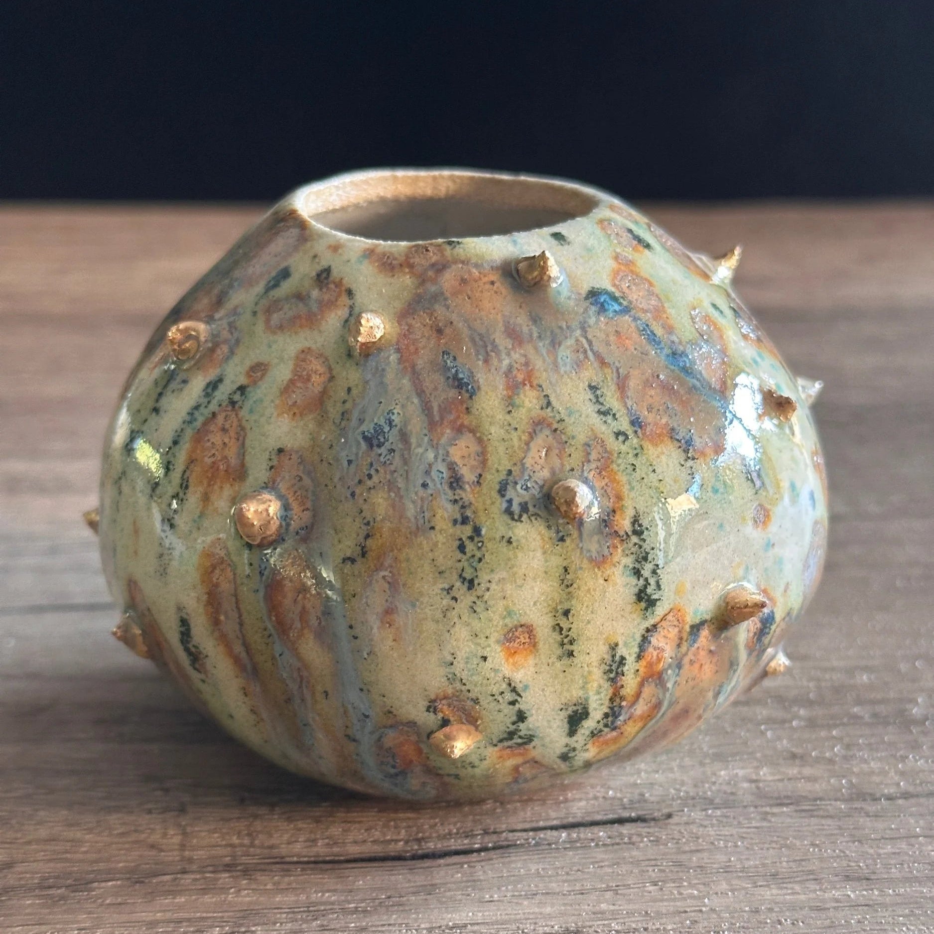 Hobnail Vase with Gold