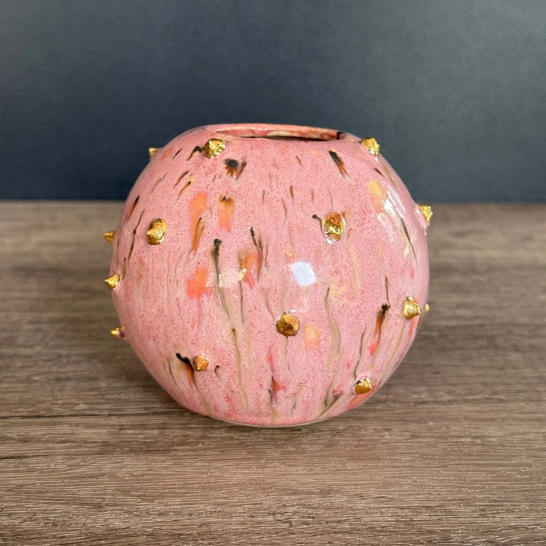 Pink Hobnail with Gold