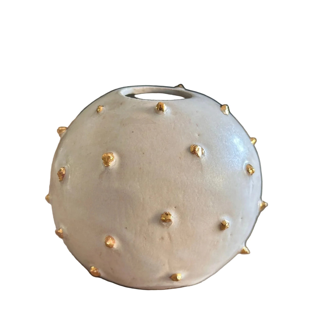 Hobnail Vase with Gold