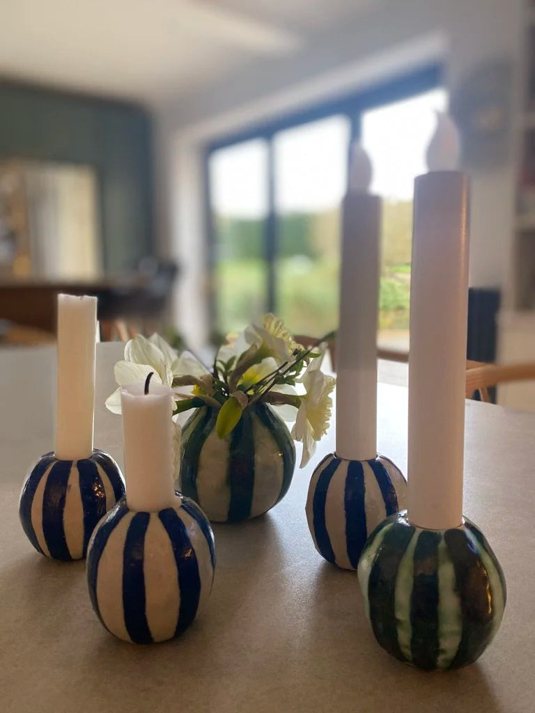 Blue Stripe Bud Vase