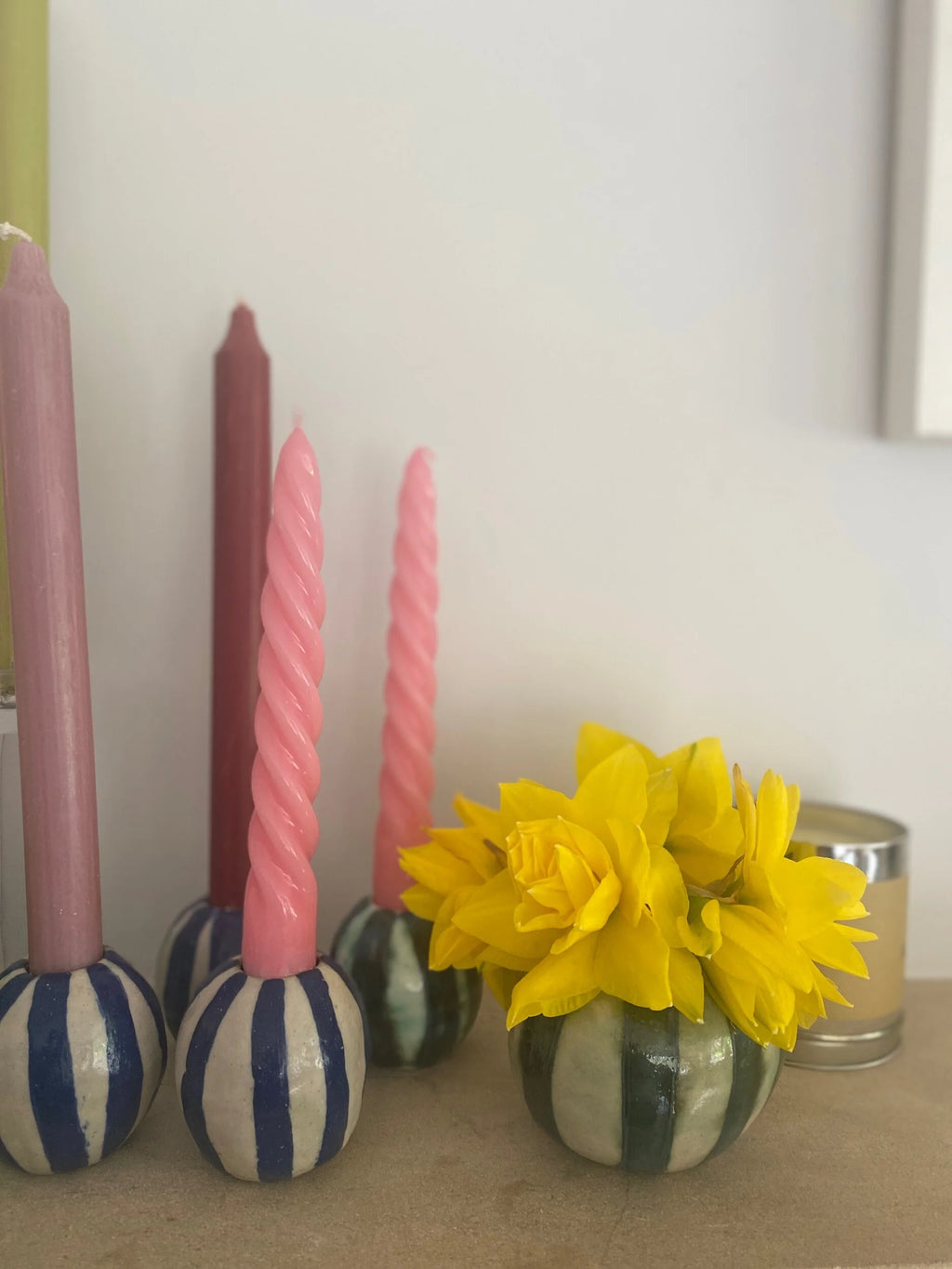 Blue Stripe Bud Vase