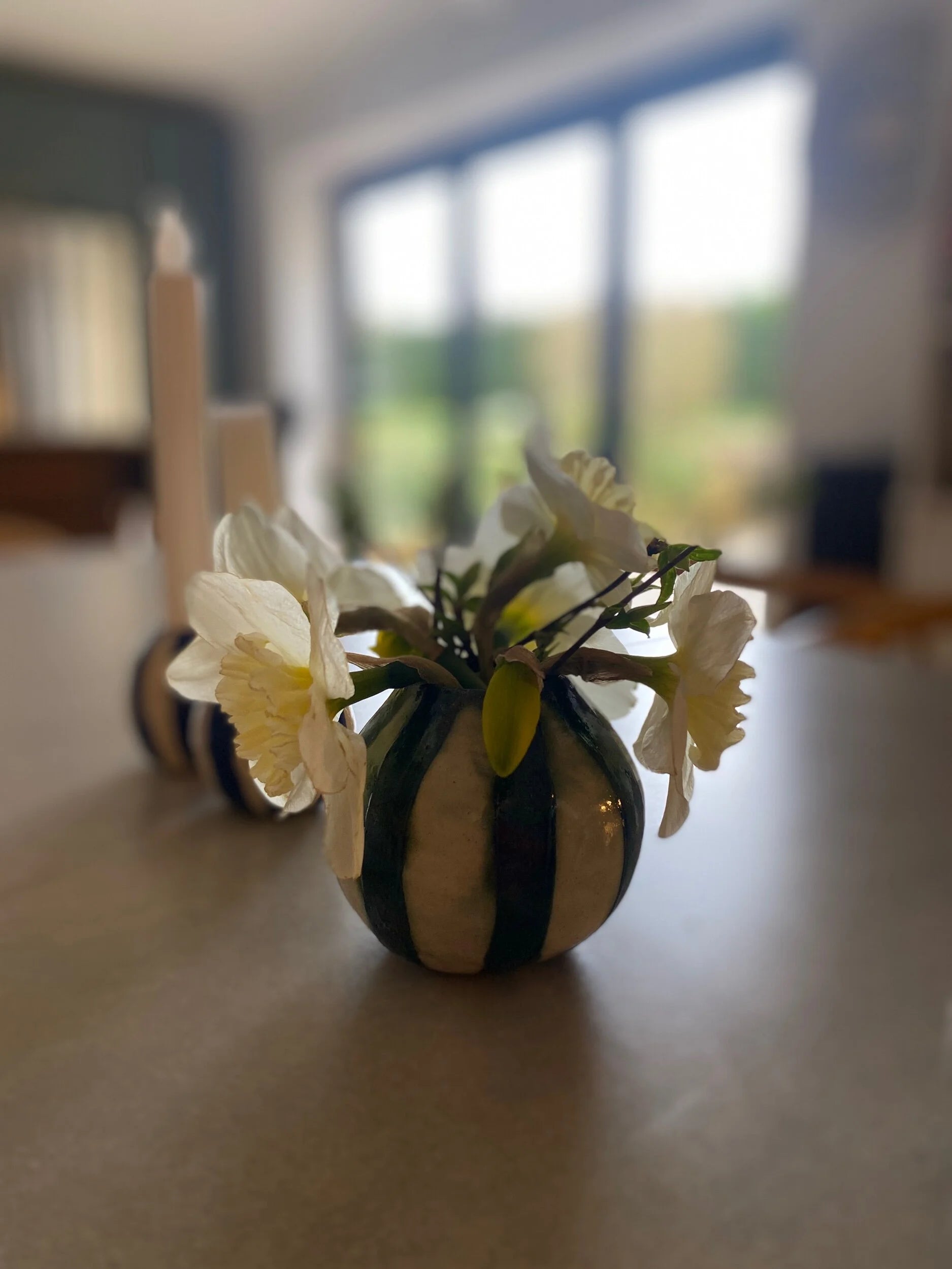 Blue Stripe Bud Vase