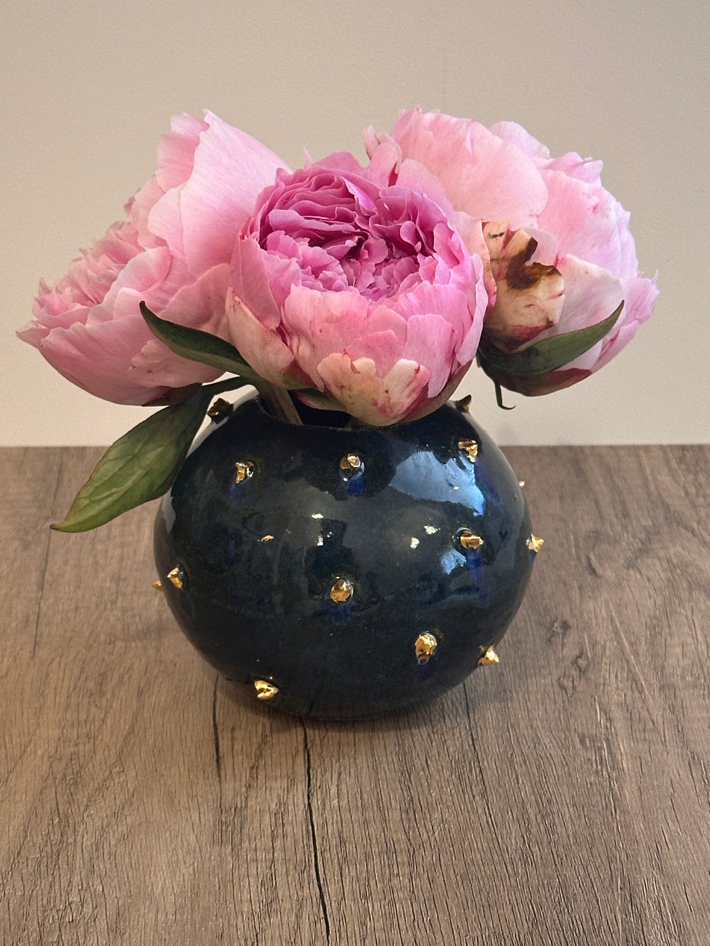Hobnail Vase with Gold
